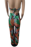Multi-Color 2 Piece Outfits - Floral Jumpsuits Long Pants Sets Sleeveless Crop Tops