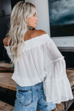 White Swiss Dot Off The Shoulder Top