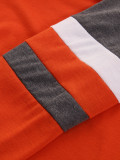 Orange Sexy Cross Ribbon Color Block Long Sleeves Shirt