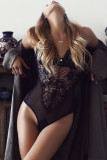 Black Sheer Mesh Lace Cupped Teddy Lingerie