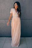 Pink Fill Your Heart Lace Maxi Dress