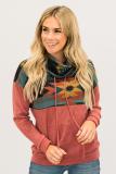 Red Aztec Cowl Pullover Hoodie