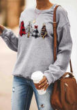 Grey Leopard Christmas Tree Pullover