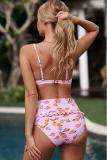Fruit Print Ruffled Detail High Waist Bikini
