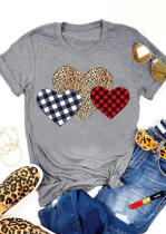 Grey Plaid Leopard Heart Valentine's Day Top