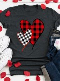 Grey Heart Shaped Plaid Valentine's Day Top