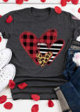 Grey Leopard Plaid Heart Valentine's Day Top