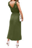 Green Bowknot Shoulder Straps Jersey Dress with Belt