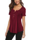 Wine Red V Neck Top with Button