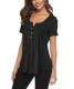 Black V Neck Top with Button