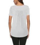 White V Neck Top with Button
