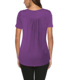 Light Purple V Neck Top with Button