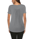 Grey V Neck Top with Button