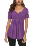 Light Purple V Neck Top with Button