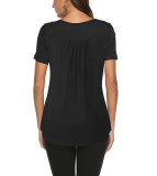 Black V Neck Top with Button