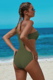 Green One Shoulder Cut Out Maillot