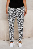 White Casual Skinny Leopard Print Pants
