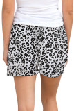 White Leopard Print Drawstring Waist Shorts