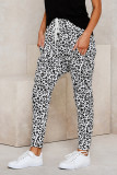 White Casual Skinny Leopard Print Pants