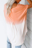 Orange White Ombre Color Block Casual Summer Shirt