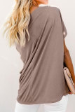 Apricot Off-The-Shoulder Slash Neck Casual Loose Fitting Top