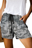 Camouflague Print Drawstring Casual Elastic Waist Pocketed Shorts