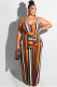 Women Sleeveless Stripe Design Plus Size Dress