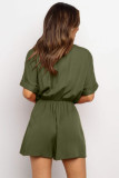 Army Green V Neck Tunic Romper with Pockets
