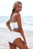 White Lace Up Detail High Waist Bikini