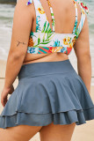 Gray Double-layered Ruffles Beach Skirt