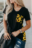 Yellow Leopard Printed Splicing T-Shirt