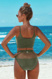 Army Green The Weekend Two-piece Mesh Patchwork Bikini
