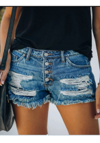 Ripped Hot Shorts Jeans with Tassel