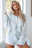 Sky Blue Tie Dye Knit Pajamas Set