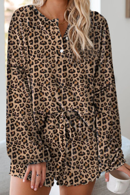 Leopard Tie Dye Knit Pajamas Set
