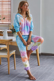 Multicolor Utopia Cotton Blend Tie Dye Hoodie Joggers Loungewear
