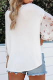 White Blossom Contrast Swiss Dot Knit Top