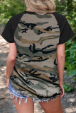 CrissCross Camo V Neck T-Shirt