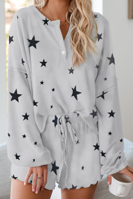 Star Print Knit Pajamas Set