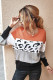 Orange Color Block Leopard Sweater