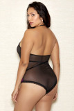 Plus Size Lace Backless Halter Teddy