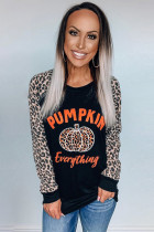 Leopard Pumpkin Print Long Sleeve Blouse