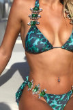 Green Leopard Diamond Bikini