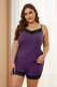 Purple Plus Size Pajamas Set with Lace Trim