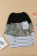 Black Camo Stripes Patchwork Long Sleeve Top with Pocket