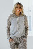 Gray Leopard Print Hoodie and Joggers Set