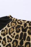 Leopard Striped Splicing Long Sleeve Tee
