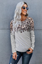 Leopard Striped Print Long Sleeve Top
