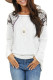 White Long Sleeve Top With Leopard Snakeskin Print