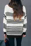 Gray Loose Fit Striped Pattern Sweater